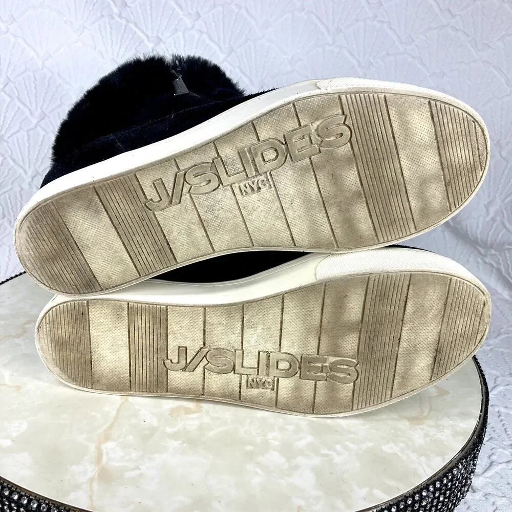 J/SLIDES Black Ankle Booties with Fur Detail - Picture 10 of 11